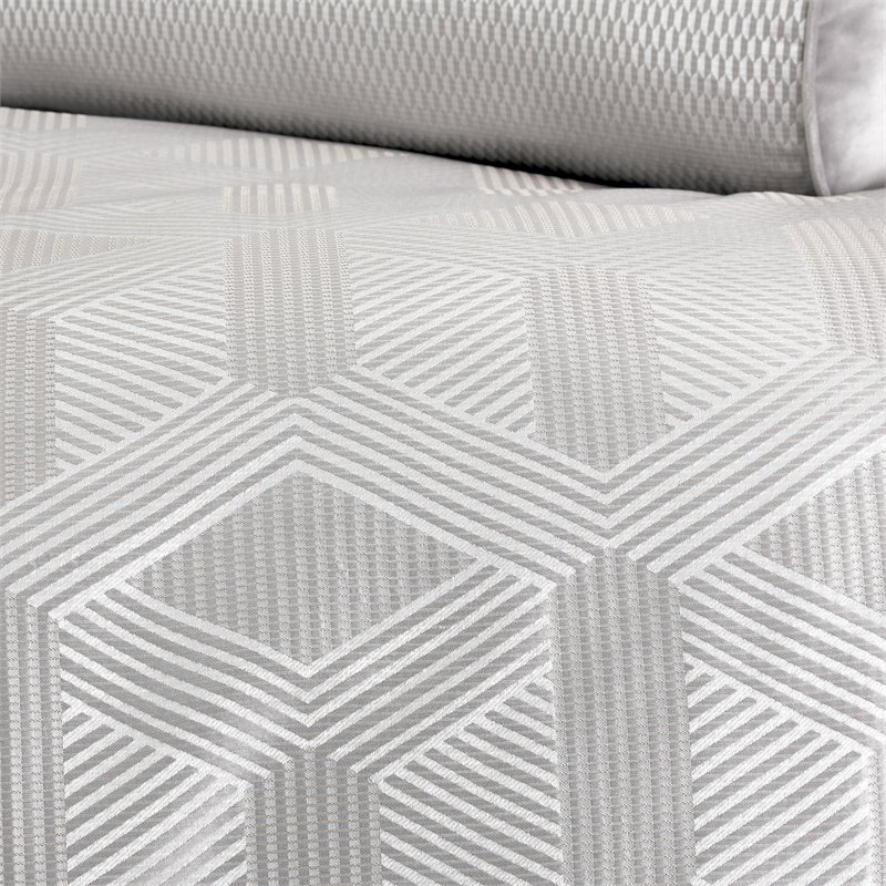 Pemberly Row 10-piece Feather Fill Fabric King Duvet Set in Dove Gray