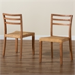 Pemberly Row Modern Brown Wood and Rattan 2-Piece Dining Chair Set