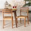 Pemberly Row Modern Brown Wood and Rattan 2-Piece Dining Chair Set