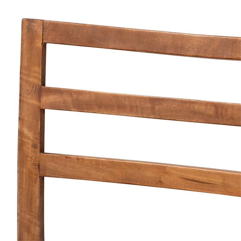 Pemberly Row Modern Brown Wood and Rattan 2-Piece Dining Chair Set