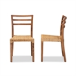Pemberly Row Modern Brown Wood and Rattan 2-Piece Dining Chair Set