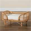 Pemberly Row Modern Bohemian Natural Brown Rattan Pet Bed with Cushion