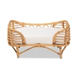 Pemberly Row Modern Bohemian Natural Brown Rattan Pet Bed with Cushion