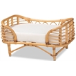 Pemberly Row Modern Bohemian Natural Brown Rattan Pet Bed with Cushion