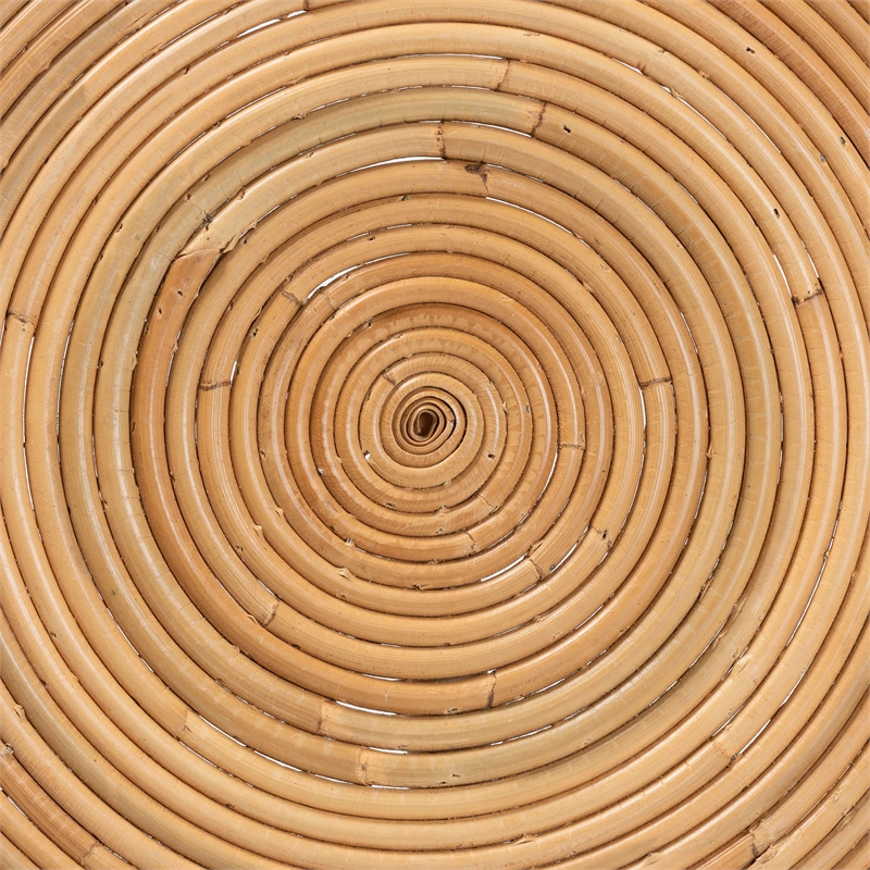 Pemberly Row Contemporary Bohemian Natural Brown Rattan End Table