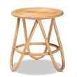 Pemberly Row Contemporary Bohemian Natural Brown Rattan End Table