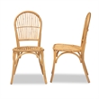 Pemberly Row Modern Bohemian Natural Brown Rattan 2-Piece Dining Chair Set