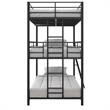 Pemberly Row Metal Triple Bunk Bed Bed for Kids Twin/Twin/Twin in Black