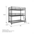Pemberly Row Metal Triple Bunk Bed Bed for Kids Twin/Twin/Twin in Black