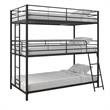 Pemberly Row Metal Triple Bunk Bed Bed for Kids Twin/Twin/Twin in Black