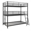 Pemberly Row Metal Triple Bunk Bed Bed for Kids Twin/Twin/Twin in Black