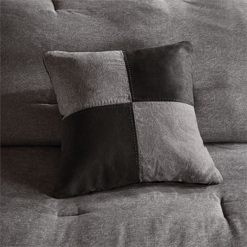 Pemberly Row 7-Piece Polyester Microsuede Comforter Set in Gray