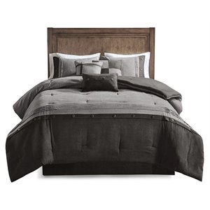 Pemberly Row 7-Piece Polyester Microsuede Comforter Set in Gray