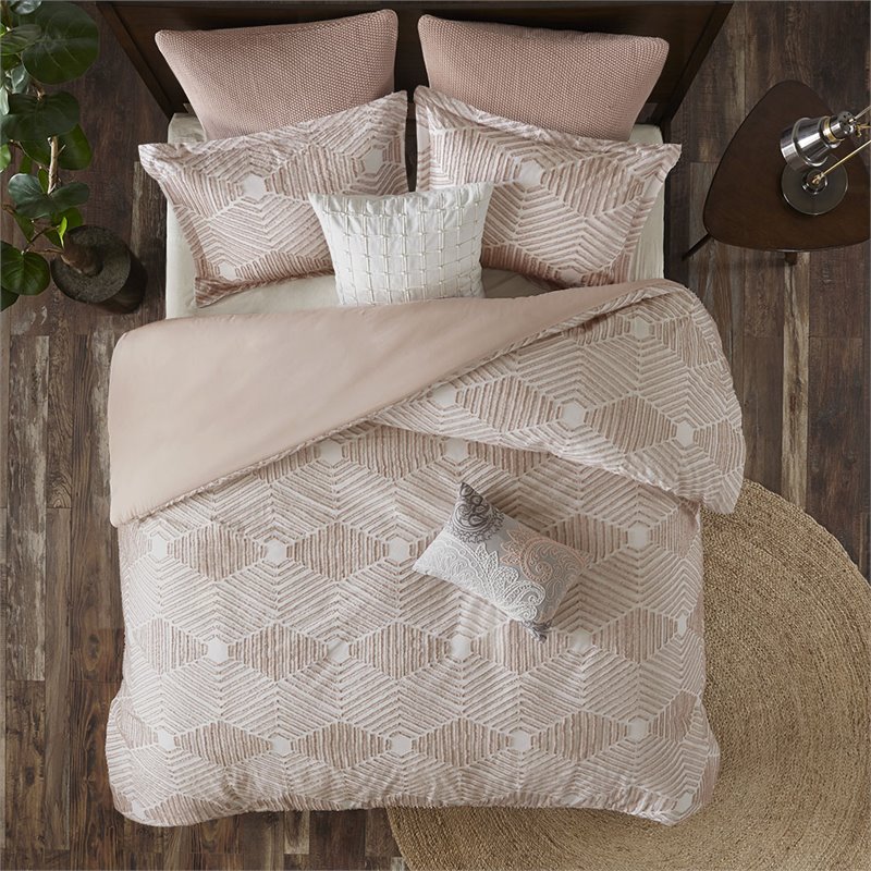 Pemberly Row Cotton Full/Queen Duvet Cover Set in Blush Pink Finish