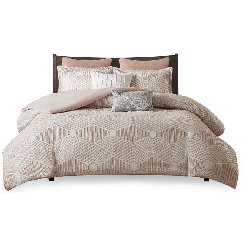 Pemberly Row Cotton Full/Queen Duvet Cover Set in Blush Pink Finish