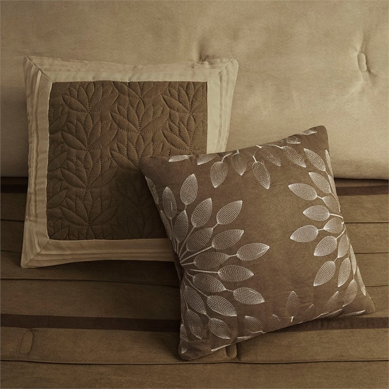 Pemberly Row 7-piece Polyester Microsuede Comforter Set in Natural