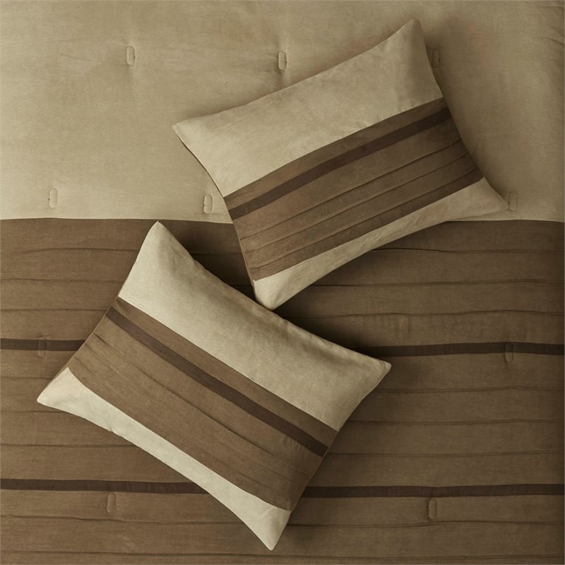 Pemberly Row 7-piece Polyester Microsuede Comforter Set in Natural