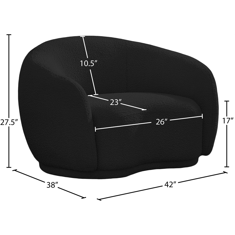 Pemberly Row Modern / Contemporary Black Boucle Fabric Chair