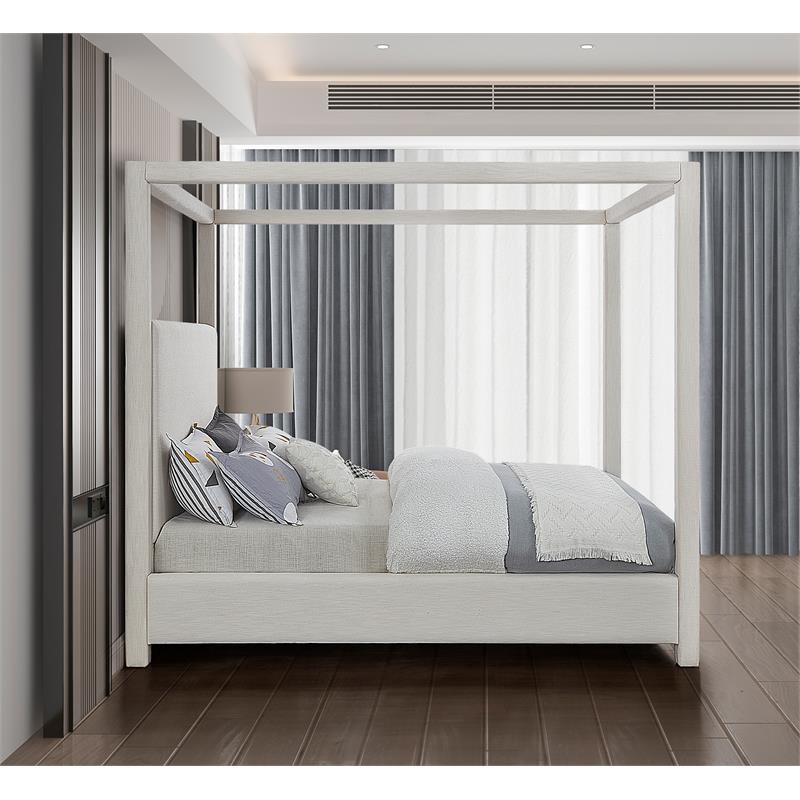 Pemberly Row Contemporary Transitional Cream Finish Queen Bed