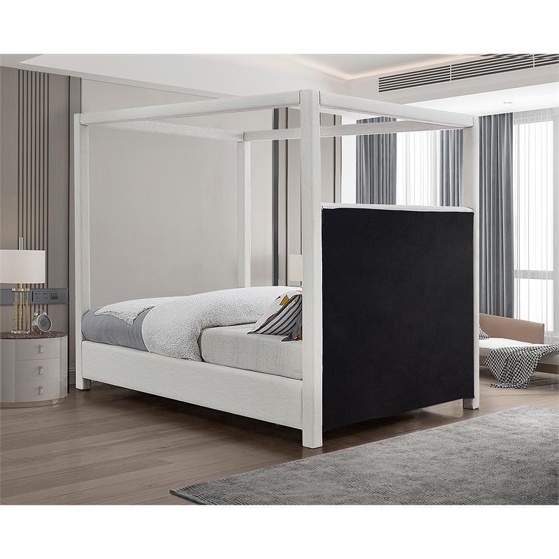 Pemberly Row Contemporary Transitional Cream Finish Queen Bed