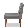 Pemberly Row Gray Velvet Upholstered and Brown Wood Dining Chair