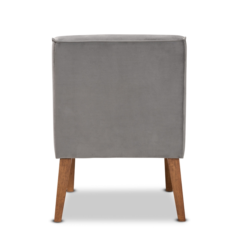 Pemberly Row Gray Velvet Upholstered and Brown Wood Dining Chair