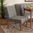 Pemberly Row Gray Velvet Upholstered and Brown Wood Dining Chair
