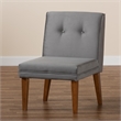 Pemberly Row Gray Velvet Upholstered and Brown Wood Dining Chair