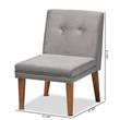 Pemberly Row Gray Velvet Upholstered and Brown Wood Dining Chair