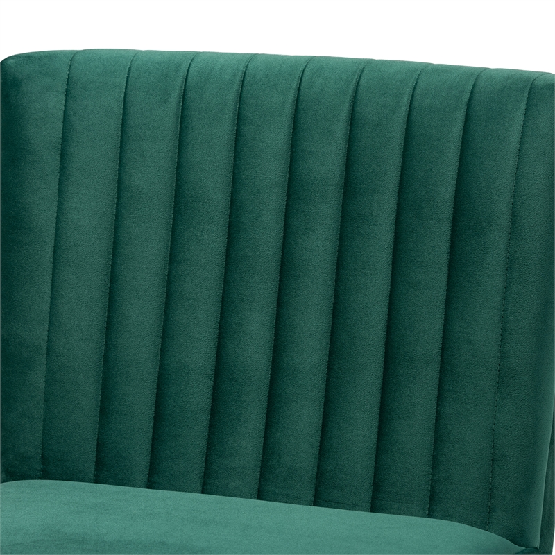 Pemberly Row Green Velvet Upholstered and Brown Wood Dining Chair