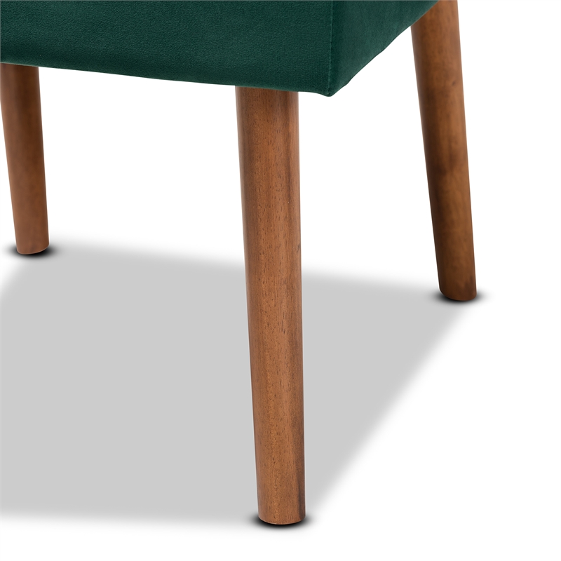 Pemberly Row Green Velvet Upholstered and Brown Wood Dining Chair
