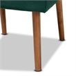 Pemberly Row Green Velvet Upholstered and Brown Wood Dining Chair