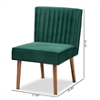 Pemberly Row Green Velvet Upholstered and Brown Wood Dining Chair