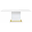 Pemberly Row Wooden Rectangular Top Dining Table in White High Gloss