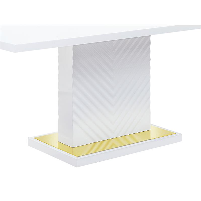 Pemberly Row Wooden Rectangular Top Dining Table in White High Gloss