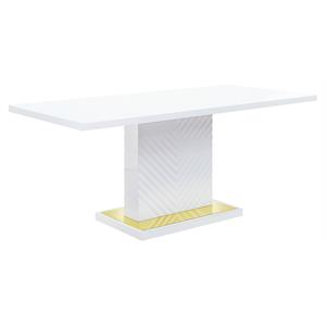 Pemberly Row Wooden Rectangular Top Dining Table in White High Gloss
