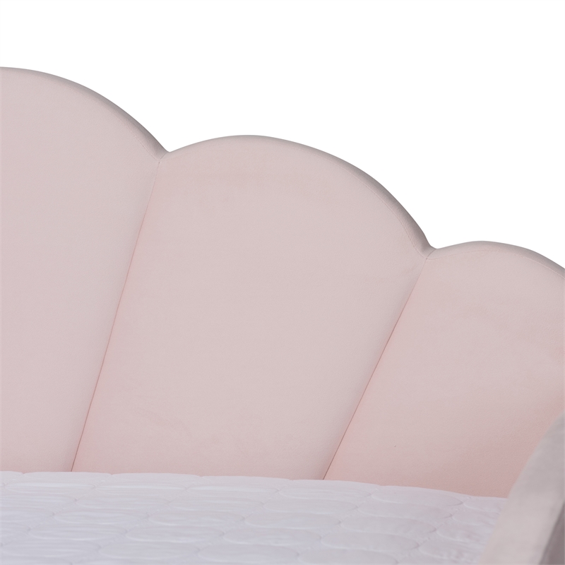 Pemberly Row Light Pink Velvet Fabric Queen Size Daybed with Trundle