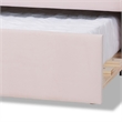 Pemberly Row Light Pink Velvet Fabric Queen Size Daybed with Trundle
