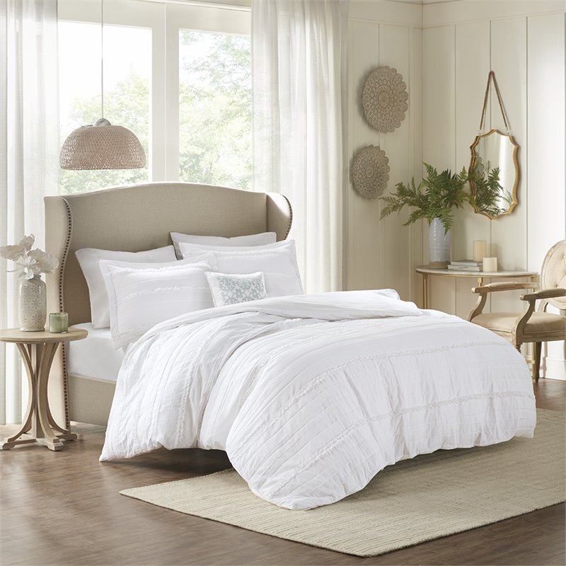 Pemberly Row Polyester Microfiber 2-in-1 Full/Queen Duvet in White