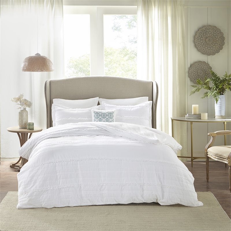 Pemberly Row Polyester Microfiber 2-in-1 Full/Queen Duvet in White