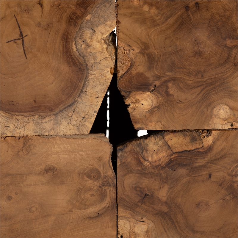 Pemberly Row Rustic Transitional Natural Brown Teak Root End Table