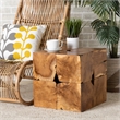 Pemberly Row Rustic Transitional Natural Brown Teak Root End Table