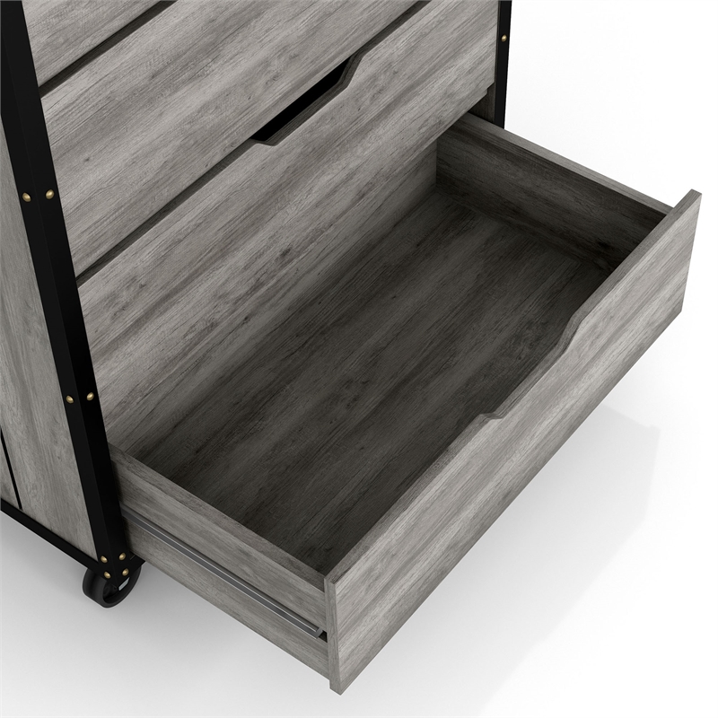 Pemberly Row Modern Wood 5-Drawer Dresser in Vintage Gray Oak