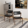 Pemberly Row Mid-Century Faux Leather Upholstered Dining Chair in Black (Pair)