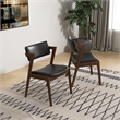 Pemberly Row Mid-Century Faux Leather Upholstered Dining Chair in Black (Pair)