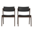 Pemberly Row Mid-Century Faux Leather Upholstered Dining Chair in Black (Pair)