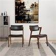 Pemberly Row Mid-Century Faux Leather Upholstered Dining Chair in Black (Pair)