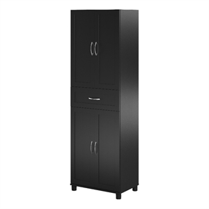 Pemberly Row Modern Framed Storage Cabinet with Drawer in Black