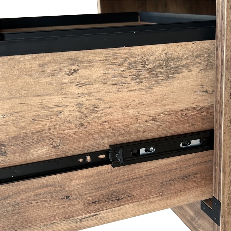 Pemberly Row Transitional Particle Board and Wood Desk in Oak