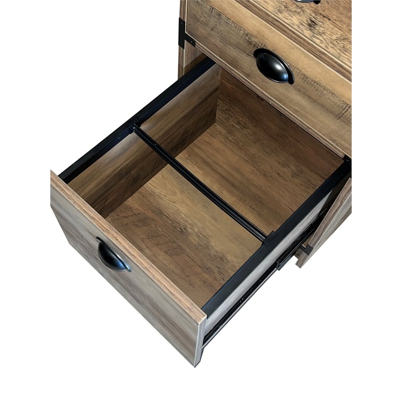 Pemberly Row Transitional Particle Board and Wood Desk in Oak